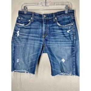 Rag & Bone Denim Shorts Sz 28 Distressed Frayed Hem bermuda Blue Jean
